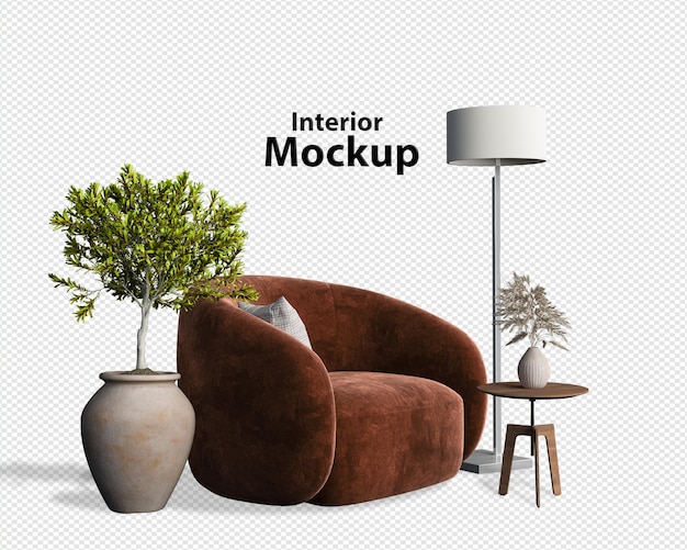 Interior decoration set in 3d