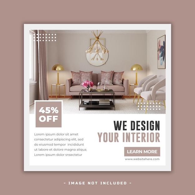 Interior design furniture instagram post template Premium Psd