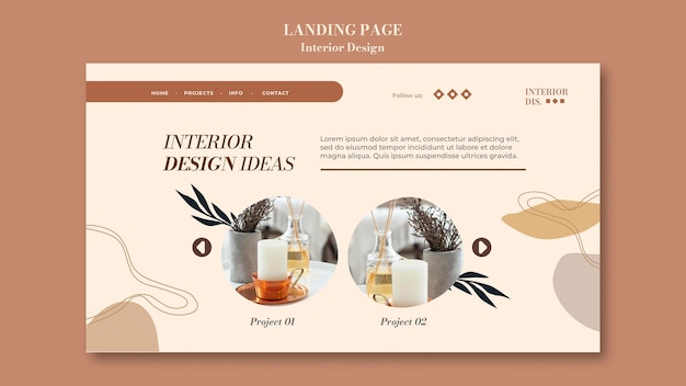 Interior design landing page template