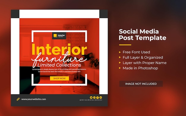 Interior design social media instagram post templates