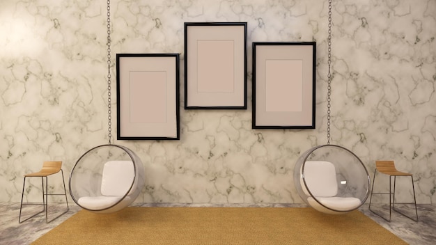 Interior design with mock-up frames