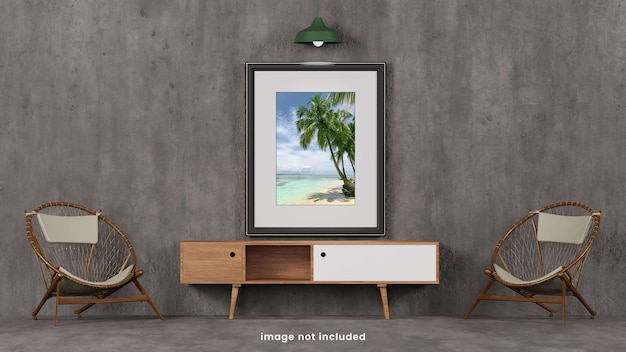 Interior design with mockup frames