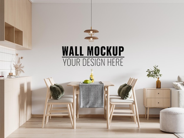 Interior Dining Room Wall Mockup  3d Rendering 3d Illustration