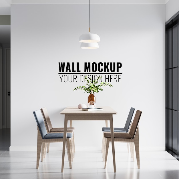 Interior Dining Room Wall Mockup  3d Rendering 3d Illustration