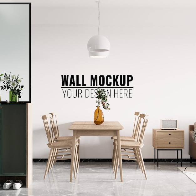 Interior Dining Room Wall Mockup  3d Rendering 3d Illustration