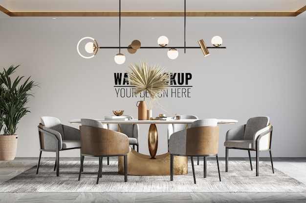 Interior Dining Room Wall Mockup