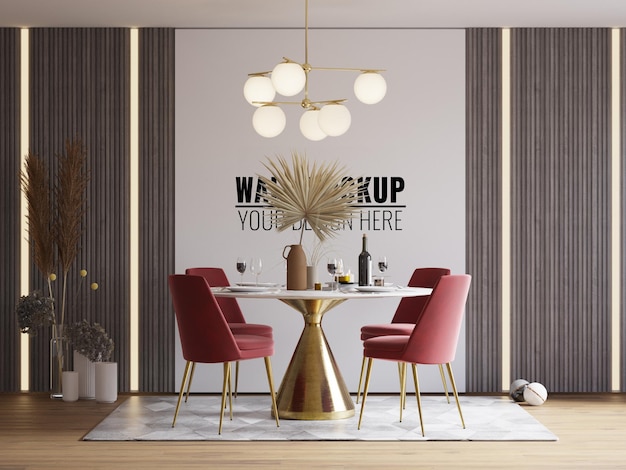 Interior Dining Room Wall Mockup