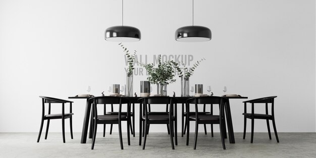 PSD interior dining room wall mockup