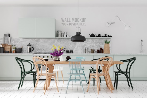 PSD interior dining room wall mockup