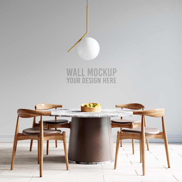 PSD interior dining room wallpaper mockup