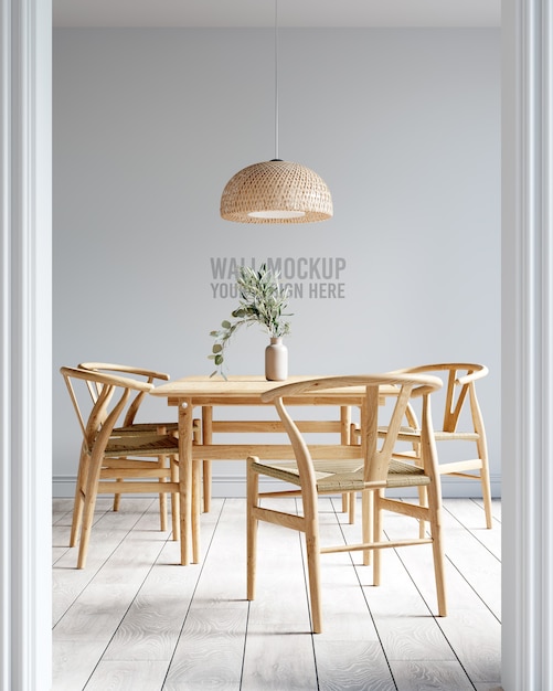 PSD interior dining room wallpaper mockup