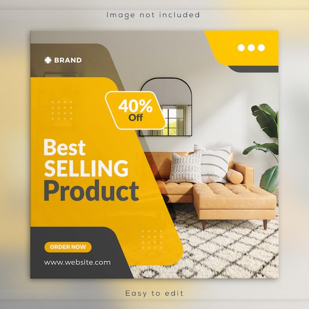 Interior Furniture social media banner Best selling modern interior Instagram post template