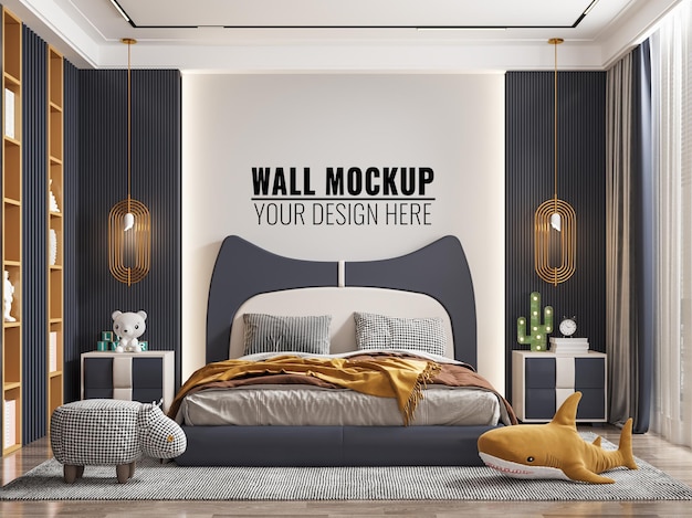 Interior Kids Bedroom wall mockup