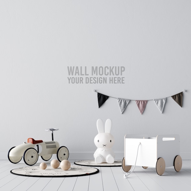 Interior Kids Room Wallpaper Mockup