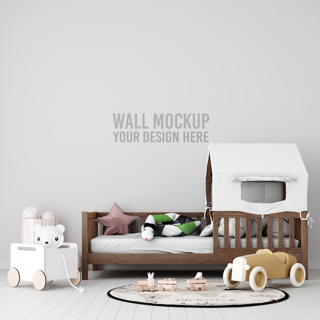 Interior Kids Room Wallpaper Mockup