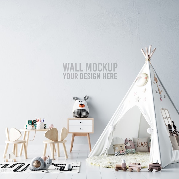 Interior Kids Room Wallpaper Mockup