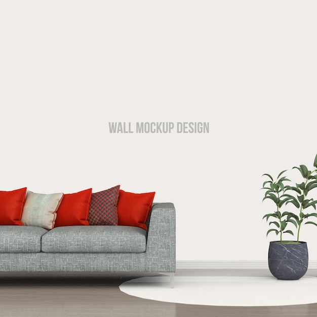 Interior living room mockup with sofa