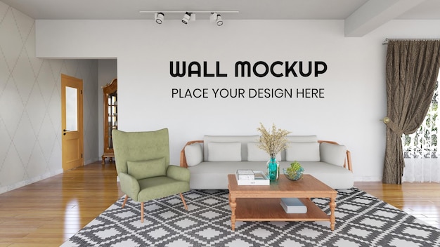 Interior Living Room Realistic Wall Mockup