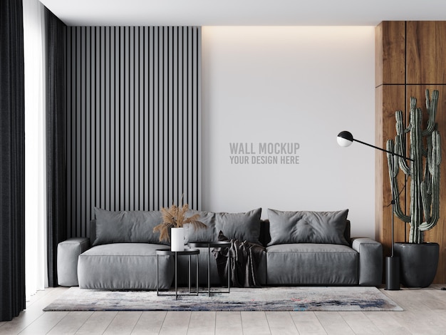 Interior Living Room Wall Mockup