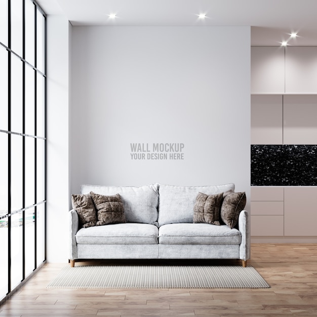 Interior Living Room Wall Mockup