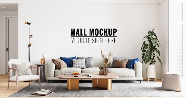 Interior Living Room Wall Mockup