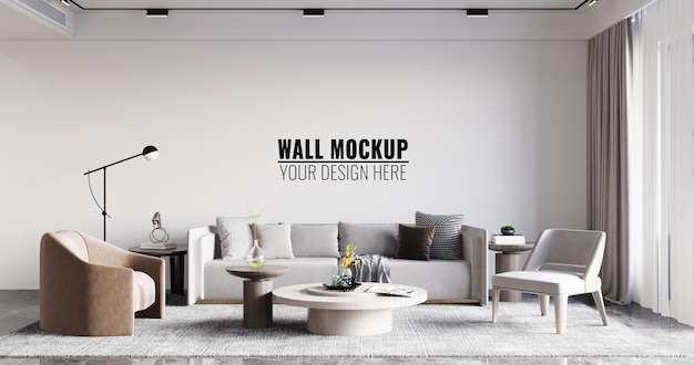 Interior Living Room Wall Mockup