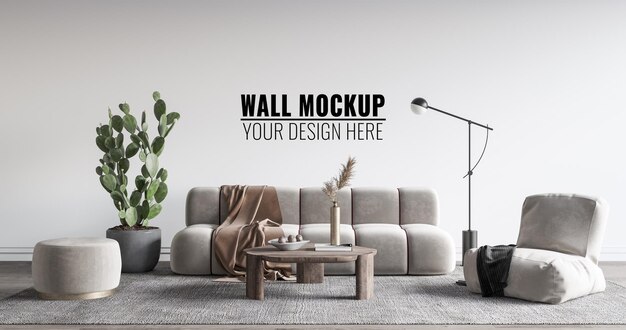 Interior Living Room Wall Mockup