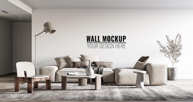 Interior Living Room Wall Mockup