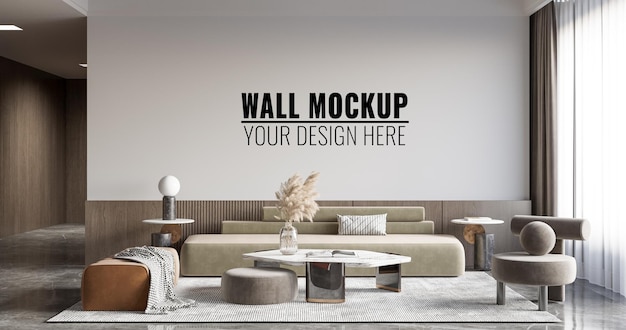 Interior Living Room Wall Mockup