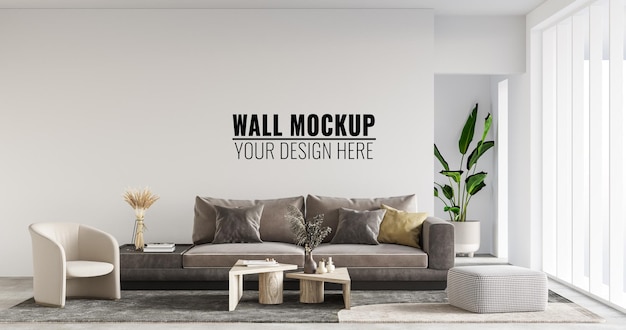 Interior Living Room Wall Mockup