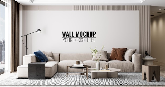 Interior Living Room Wall Mockup