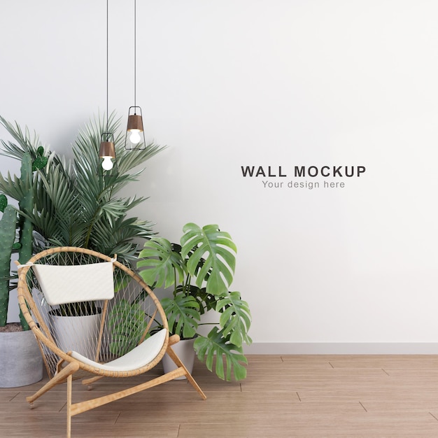 Interior living room wall mockup