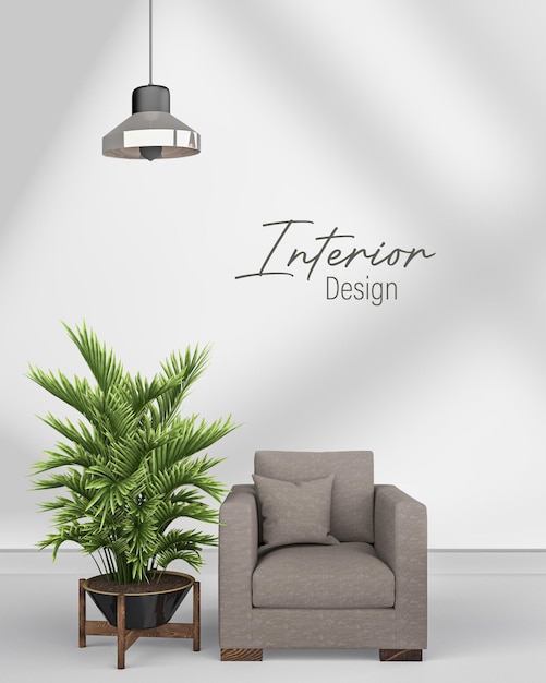 Interior living room wall mockup