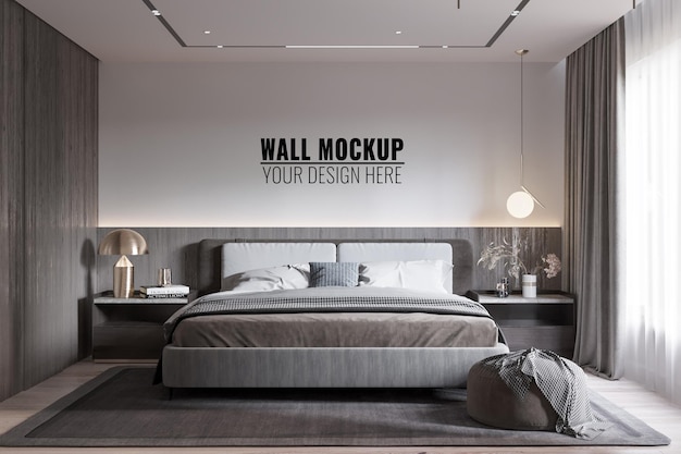 Interior Modern Bedroom Wall Mockup