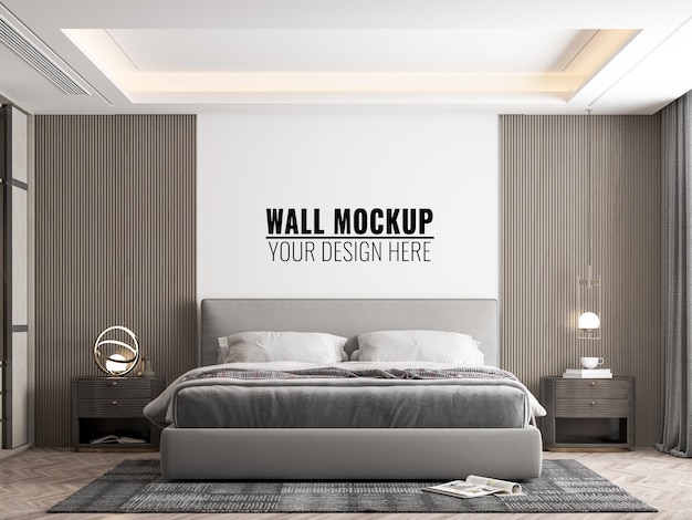 Interior Modern Bedroom Wall Mockup