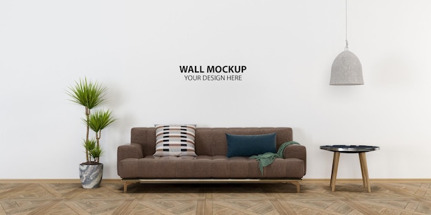 Interior modern living room wall mockup