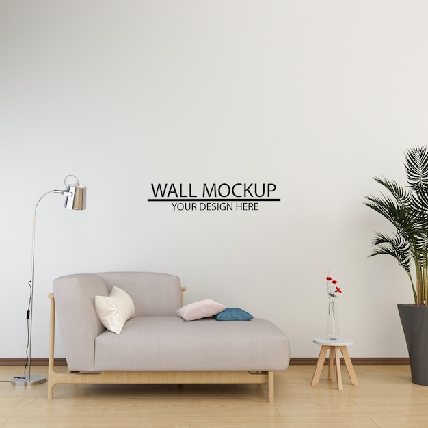 Interior modern living room wall mockup