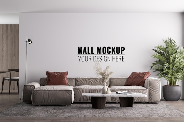 Interior Modern Living Room Wall Mockup