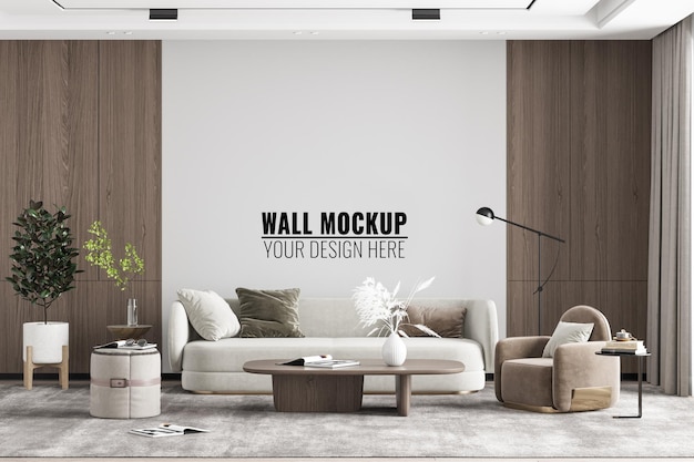 Interior Modern Living Room Wall Mockup