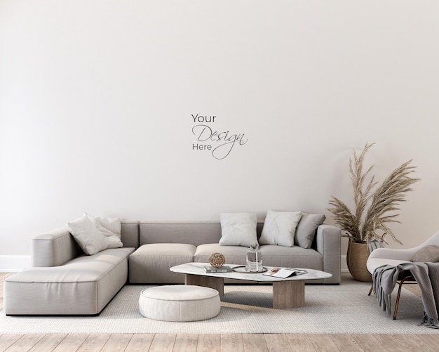 Interior modern living room wall mockup