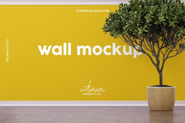 Interior wall mockup decorated with indoor plant