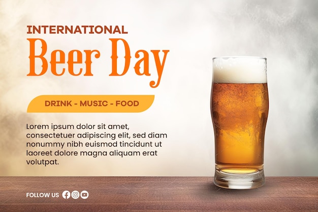 International Beer Day Greeting Poster Template