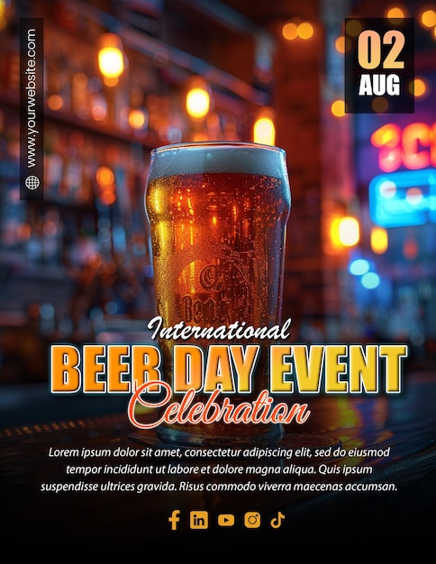 International beer day night and day party flyer DJ bash invitation template