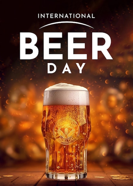 International Beer Day poster design with a glass of beer