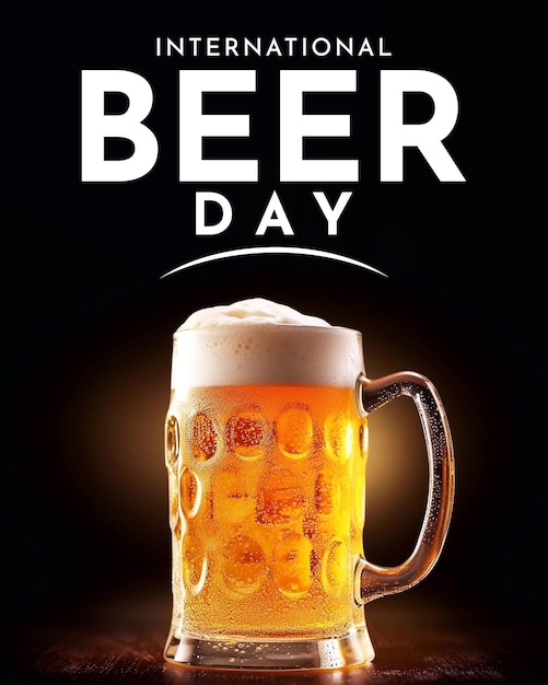 International Beer Day poster design with a glass of beer