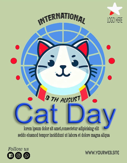 International cat day banner template