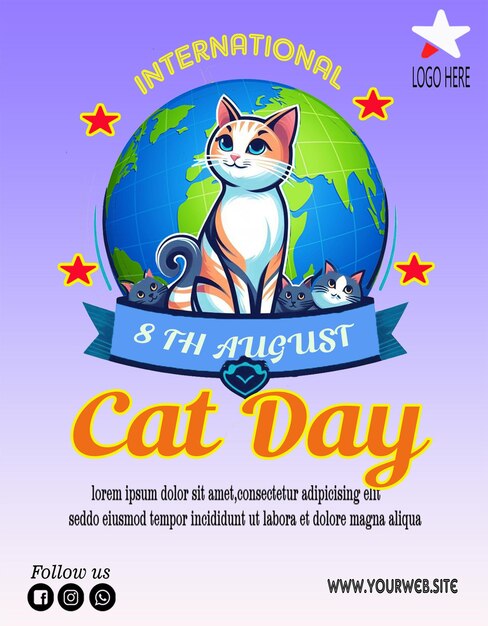 International cat day banner template