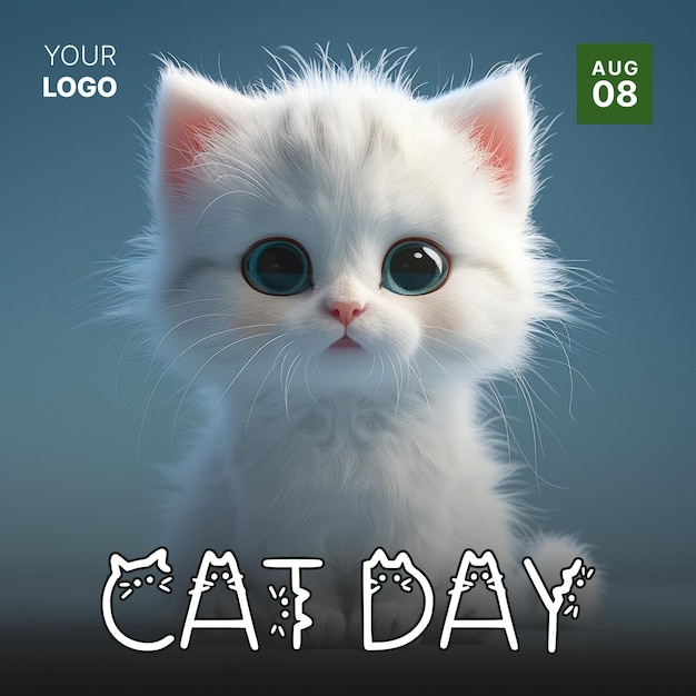 PSD international cat day social media poster