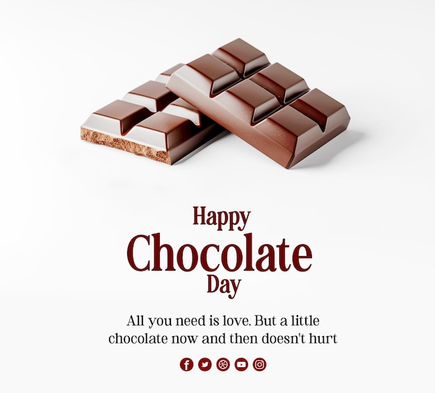 PSD international chocolate day banner design with chocolate bar