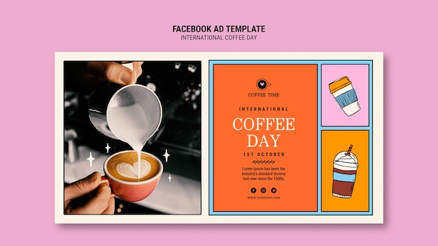 PSD international coffee day social media promo template